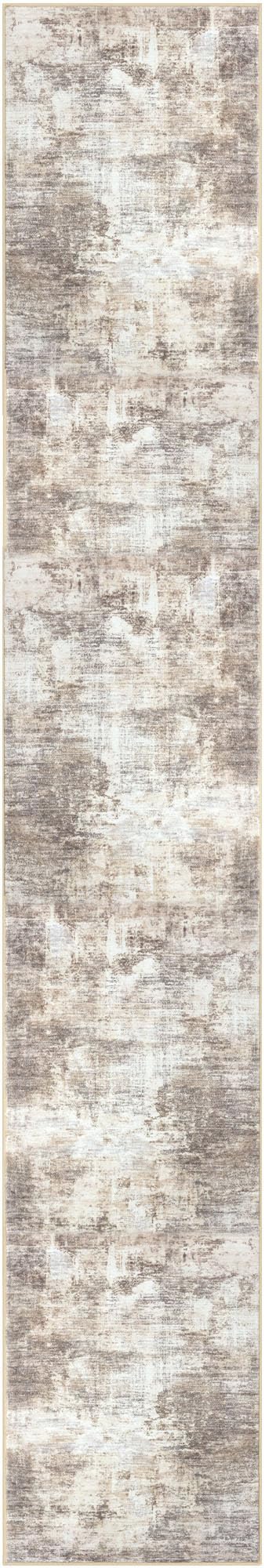 IOHOUZE Abstract Runner Rug 3x18 Ft Extra Long Washable Runners for Hallways, Non Slip Kitchen Runner Printed Faux Wool Entryway Runner Indoor, Modern Abstract Floor Carpet for Hall Stair, Beige Brown