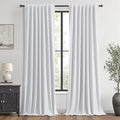 MIULEE 100% Blackout Linen Curtains for Bedroom, Grayish White Solid Luxury Decor Thermal Insulation Room Darkening Drapes for Living Room Nursery Back Tab Rod Pocket 42 x 96 Inches, 2 Panels