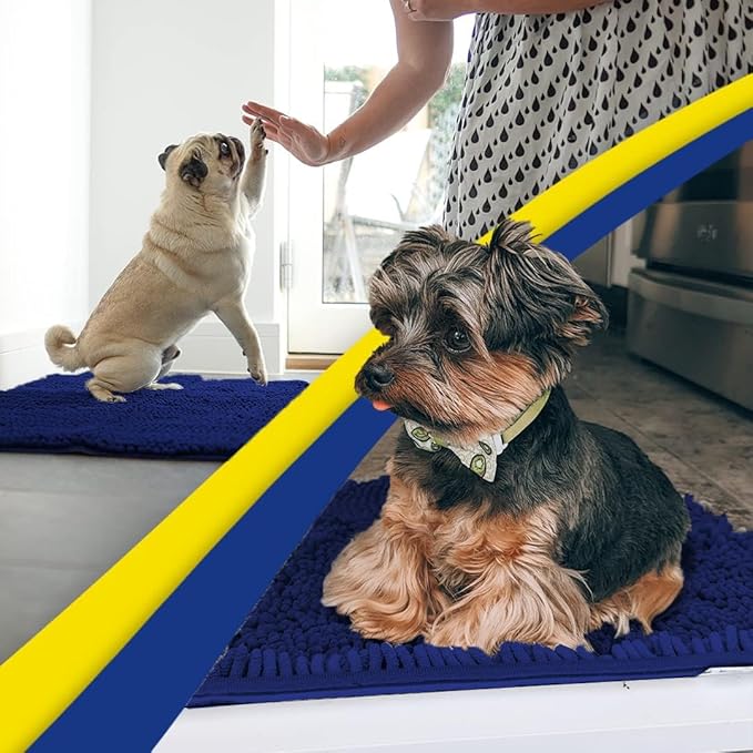 Muddy Mat® | Super Absorbent Door Mat Indoor, Microfiber Quick Dry Chenille Entryway Rug, Non-Slip Front Door Mat, Indoor Mats for Entryway, Machine Washable Pet Rug, Navy Blue 16"x24"