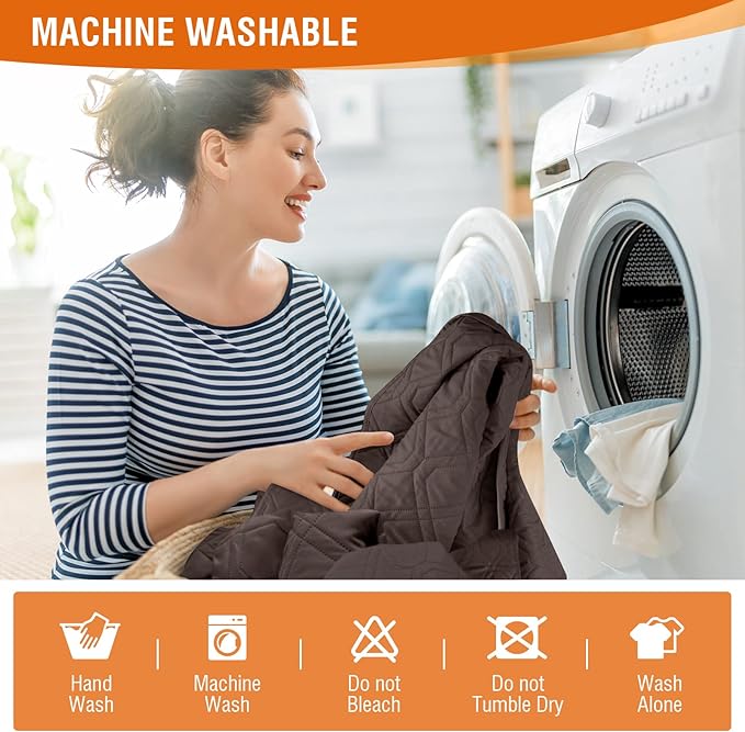 VANSOFY Waterproof Recliner Couch Covers, Sofa Covers 1-Piece Washable Reclining Sofa Cover Non-Slip Furniture Protector with Elastic Straps Pocket for Dogs, Pets(Chocolate,3 Seater)