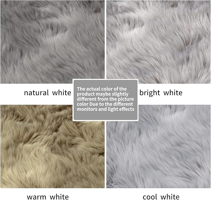 Faux Fur Area Rug, Grey Fluffy Rugs for Bedroom Living Room, 4'x6' Soft Shaggy Fuzzy Rug for Nursery, Indoor Plush Gray Floor Carpets for Kids Girls Boys Teen Dorm, Cute Home Decor, Rectangle
