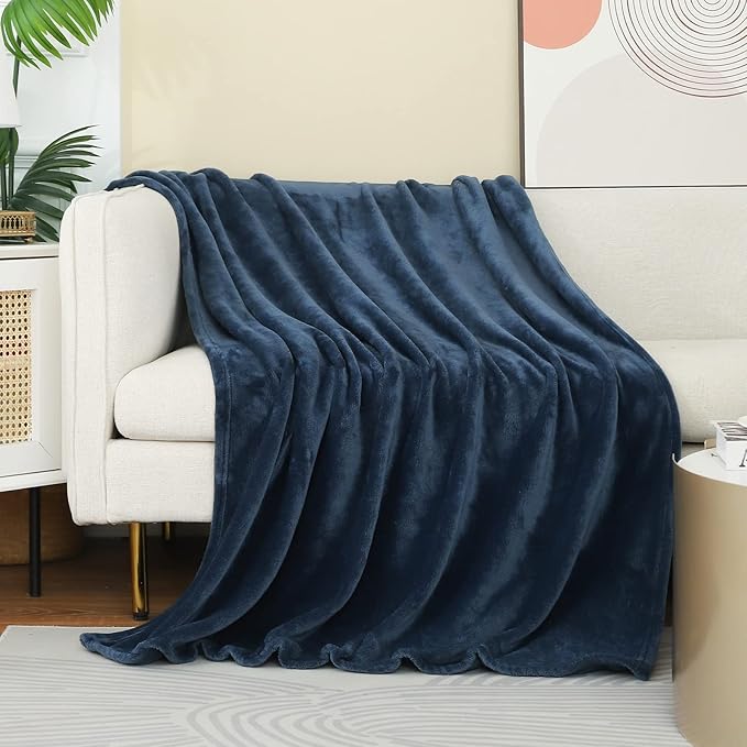 JIAHANNHA Fleece Blanket King Size Stone Blue 108 by 90 Inches Blankets for Couch Sofa Bed 280GSM,Super Soft Cozy and Luxury Bed Blanket for All Season