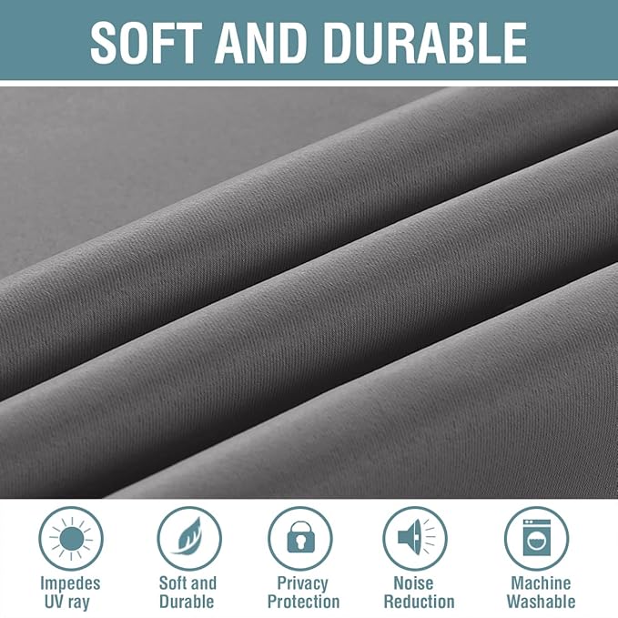H.VERSAILTEX Premium Blackout Bedroom Curtains 84 Inches Long Gray Curtain Window Panel Drapes Room Darkening for Living Room, Grommet Curtains for Door - (Bluish Gray Color) - 1 Panel, 52'W x 84'L