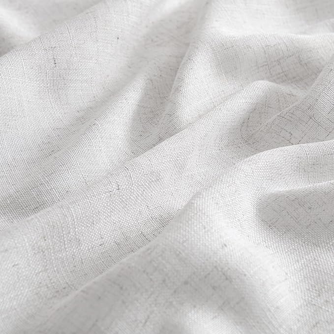 MIULEE White Curtains 24 Inch Length 2 Panels, Soft Thick Linen Textured Semi Sheer Light Filtering Kitchen Window Curtains Over Sink Small Tier Curtains for Bathroom Window Back Tab Rod Pocket