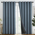 SimpleHome 100% Blackout Curtains for Bedroom,Thermal Insulated Stone Blue Grommet Window Drapes Room Darkening Curtains for Living Room with Black Back,62 x 84 Inch,2 Panels