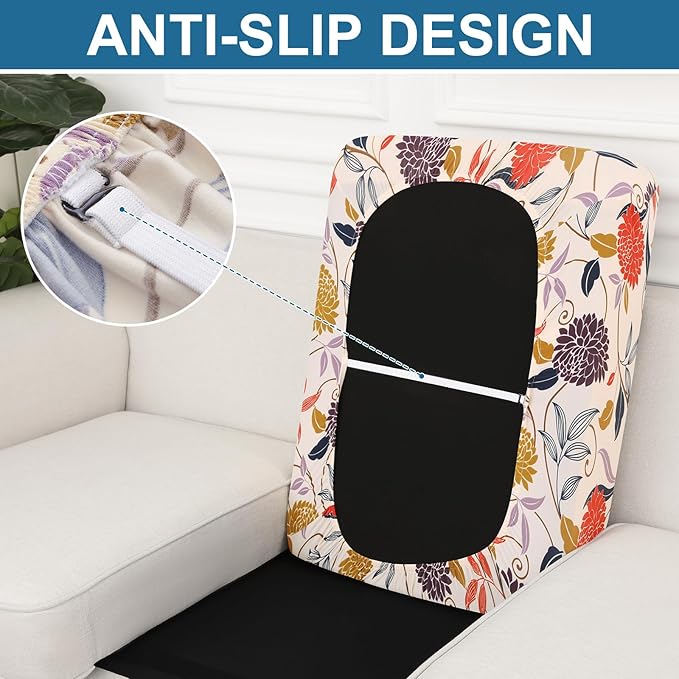 Smiry Printed Couch Cushion Covers, Stretch Soft Couch Covers for Sofa, Washable Non-Slip Sofa Slipcover Furniture Protector for Indoor and Outdoor (2 Pack, Orange)