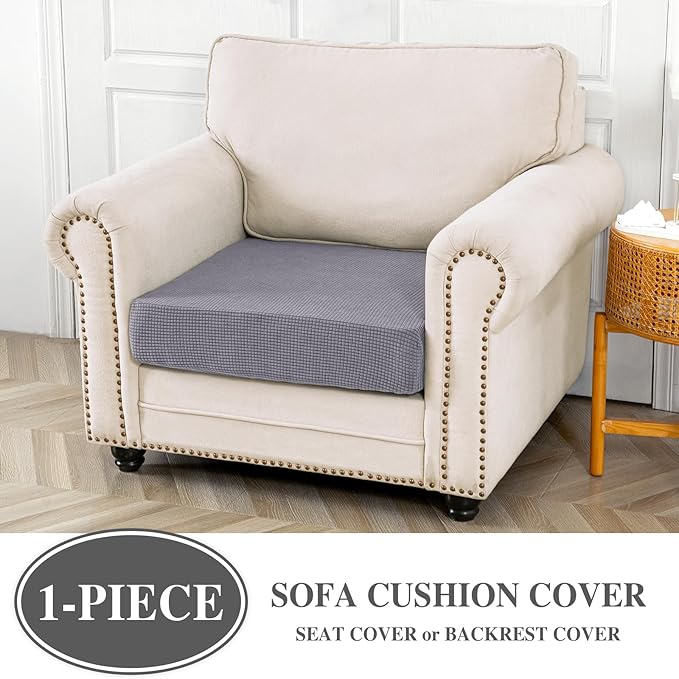 Couch Cushion Cover Seat Cushion Cover Stretch Armchair Cover Separate Sectional Sofa Slipcovers Furniture Protector(1 Piece for Seat or Sofa Backrest, Light Grey)