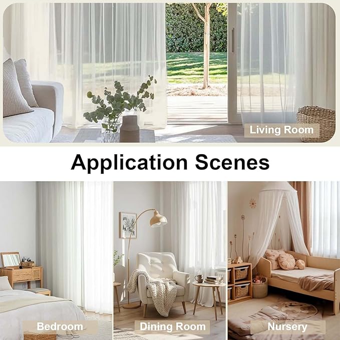 OWENIE Sheer Curtains 78 inch Length, Ivory Sheer Cutains 2 Panels Set for Bedroom/Living Room, Rod Pocket Voile Fimly Drapes, 2pcs, Each 42" W x 78" L