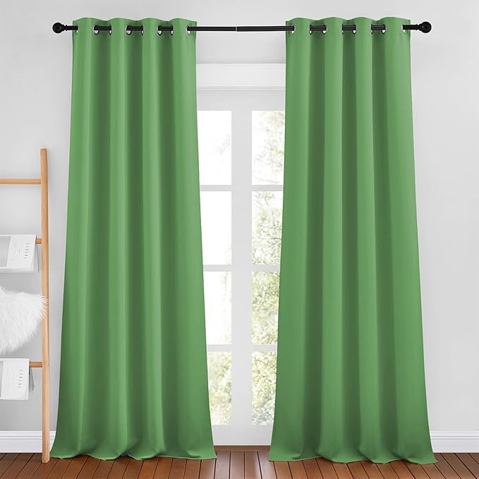 NICETOWN Forest Green Room Darkening 102 inch Curtains, Grommet Thermal Curtains Weighted Window Treatments for Living Room/Farmhouse, W46 x L102, 2 Panels