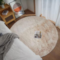 Ghouse Faux Rabbit Fur Round Rug 5ft Light Brown Beige Round Rugs for Bedroom Decor Fluffy Area Rugs for Living Room, no-Shedding Carpet Sheepskin Washable Rug Rome Decor