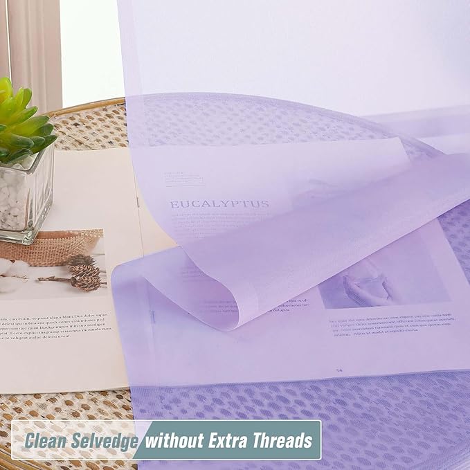 Lavender Sheer Curtains 84 Inches Long 2 Panels, Elegant Airy Transparent Light Filtering Window Curtains, Window Drapes for Living Room Bedroom, Top Dual Rod Pocket Design, 2x42Wx84L Inches