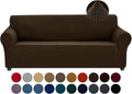 Joccun Stretch Couch Cover Slipcovers, 1-Piece Sofa Covers for 3 Cushion Couch Spandex Jacquard Washable Furniture Protector Cover for Living Room,Kids,Pets(Sofa,Seal Brown)