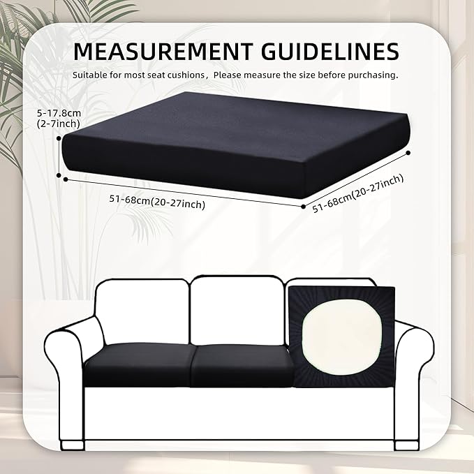 8Pcs Stretch Patio Cushion Covers,Outdoor Couch Covers Replacement,Outdoor Couch & Sofa Slipcovers,for Patio Furniture Cushion Covers,Washable Reusable Furniture Protector (Black, Cover Only)