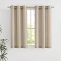 NICETOWN Angora Short Linen Curtains for Kitchen, Thick Flax Small Window Treatments Semi Sheer Privacy Assured with Light Through for Cafe/Bathroom, W42 x L48, 2 Panels