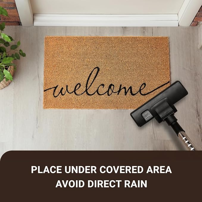 KANKUN Coco Coir Door Mat with Heavy Duty Backing, Welcome Doormat (17" x 30"), Doormat Entrance (Welcome1-2Pack)