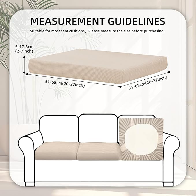 Patio Cushion Covers Outdoor Cushion Covers,Super Elastic Cushion Covers Replacement, Suitable for Outdoor Sofa Patio Couch Cover Replacement (8Pcs,Beige,Cover Only)