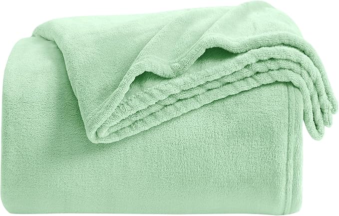 KMUSET Sage Green Fleece Blanket for Bed - Lightweight Super Soft Cozy Luxury Bed Blanket Microfiber 60 x 80 inches