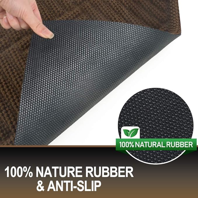 Mibao Front Door Mat, Dirt Trapper Welcome Mat for Outdoor Indoor, Non-Slip Waterproof Doormat, Durable Machine Washable Low Profile Entry Rug for Back Door Outside Patio Porch, 35.5" x 24", Coffee