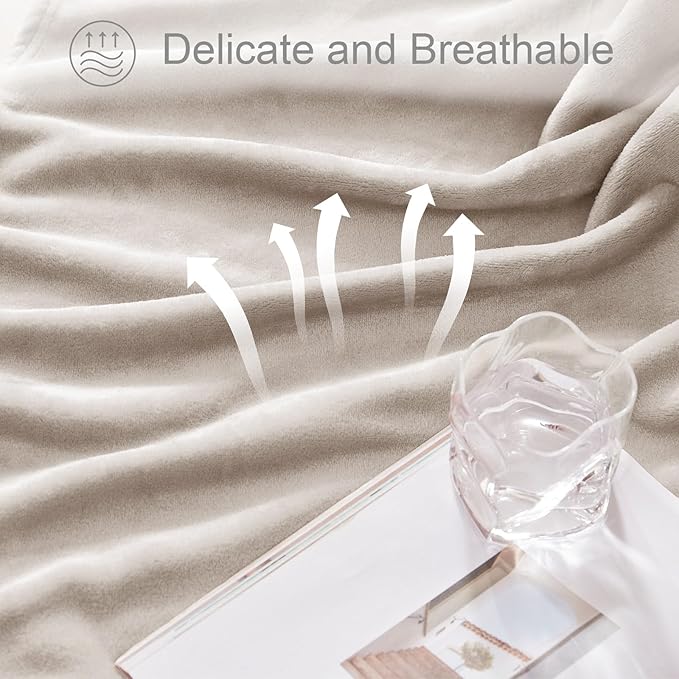 Exclusivo Mezcla Fleece Camel Throw Blanket for Couch, Sofa, Super Soft and Warm Blankets, All Season, Cozy, Plush, Lightweight, 50x60 Inches