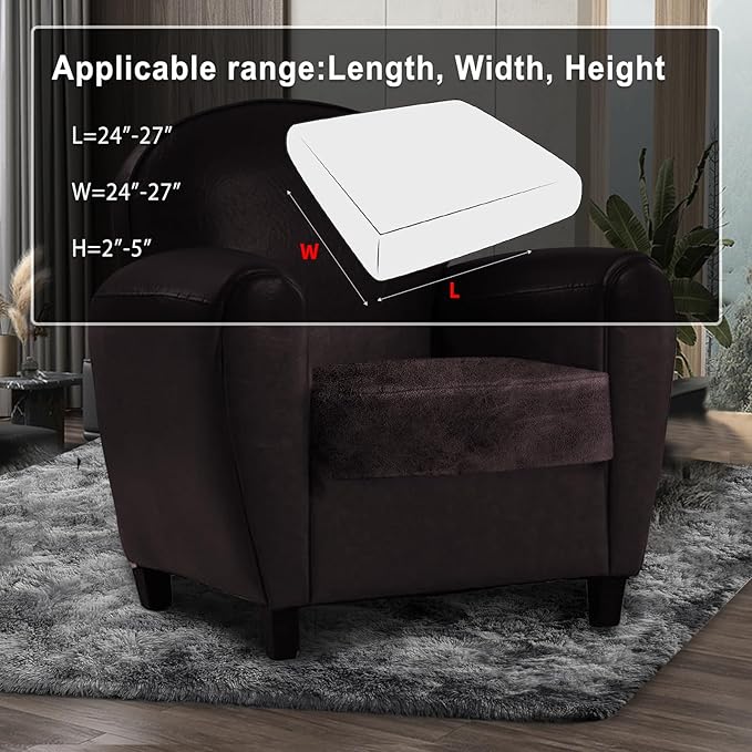 Leather Look Couch Cushion Covers Sofa Seat Slipcovers Sets Couches Furniture Protector for Sectional Armchair Loveseat Pets Kids Stretch Spandex Fabric (1 Cushion Armchair, Chocolate)