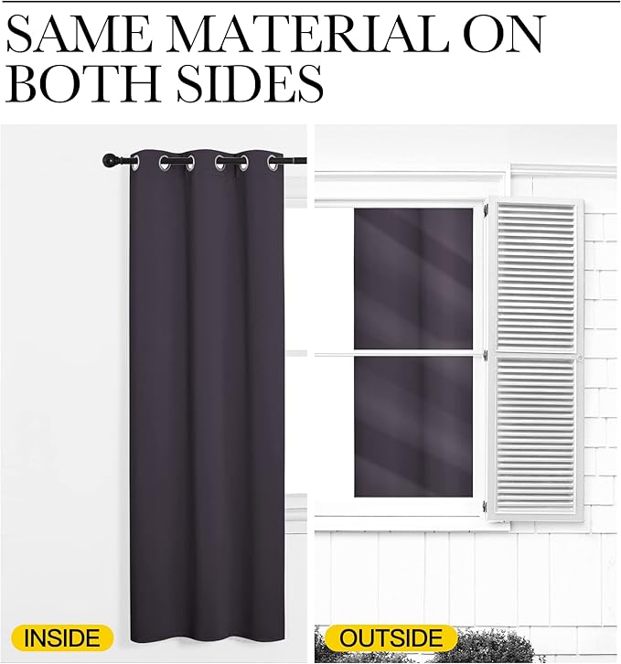 NICETOWN Greyish Purple Blackout Curtains 72 inches Length for Play Room, 2 Panels, 34" Wide, Thermal Insulated Decoration Drapes for Window