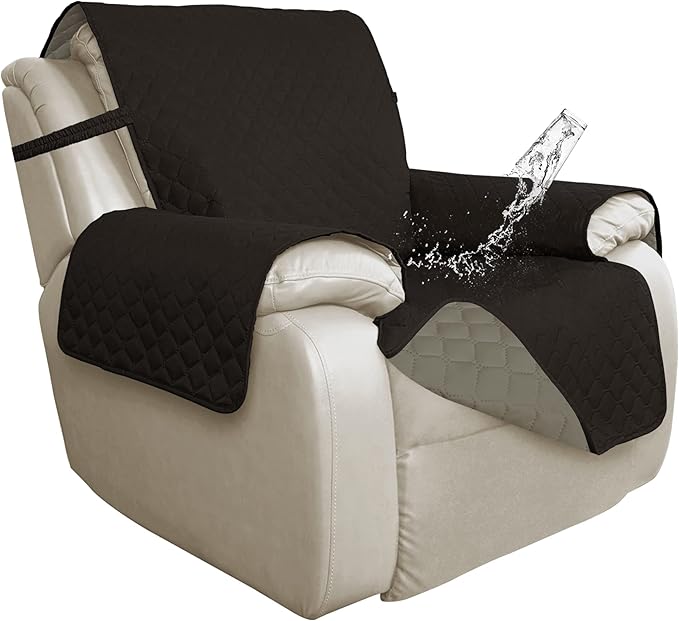 ISSUNTEX Double Protection 100% Waterproof Recliner Covers for Living Room, Reversible Furniture Protector Recliner Couch Sofa Slipcover for Dogs, Pets, Kids (Oversized Recliner, Chocolate/Beige)