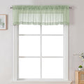 Chyhomenyc Sheer Valances for Windows 2 Pack, Small Window Curtains for Living Room Bathroom Cafe Laundry Basement, Modern Top Dual Rod Pocket Voile Curtain, 42W x 18L inches, Light Green