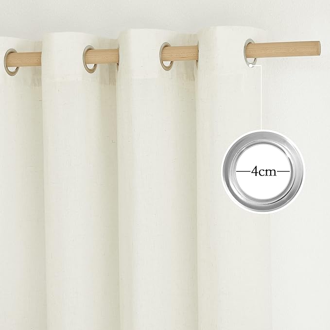 NICETOWN Linen Off White Window Curtains 84 inches Long, Grommet Thick Linen Blend Window Treatments Privacy Assured with Light Filtering for Bedroom/Living Room, W42 x L84