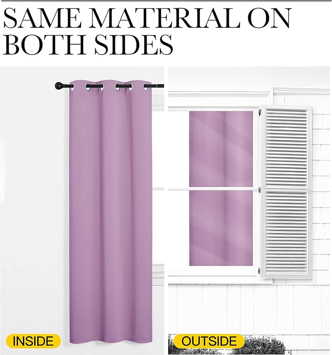 NICETOWN Room Darkening Drapes for Nursery - Light Blocking Curtain Panels for Bedroom Girl Room, Soft Fabric Window Treatment (Lilac, 42 inches Width by 95 inches Length, 1 Pair)