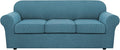 H.VERSAILTEX 4 Piece Stretch Sofa Covers for 3 Cushion Couch Covers for Living Room Furniture Slipcovers (Base Cover Plus 3 Seat Cushion Covers) Upgraded Thicker Jacquard Fabric (Sofa, Storm Blue)