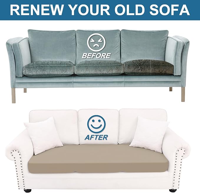 Smiry Printed Couch Cushion Covers, Stretch Soft Couch Covers for Sofa, Washable Non-Slip Sofa Slipcover Furniture Protector for Indoor and Outdoor (1 Pack, Taupe)
