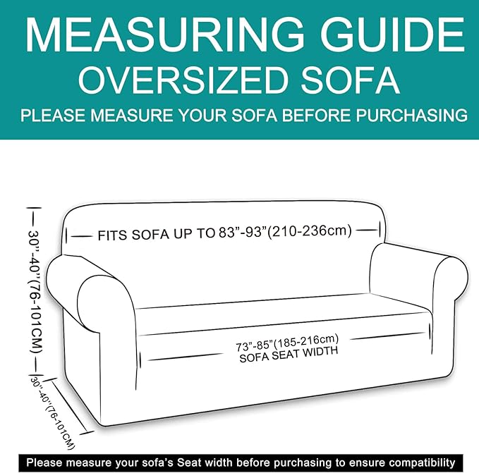 U-NICE HOME Oversized Stretch Sofa Slipcover, Soft Jacquard Fabric Couch Cover, Pet Friendly Furniture Protector, Taupe