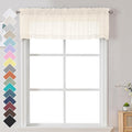 Chyhomenyc Cream Sheer Valances for Windows 2 Pack, Small Window Curtains for Living Room Bathroom Cafe Laundry Basement, Modern Top Dual Rod Pocket Voile Curtain, 42W x 14L inches