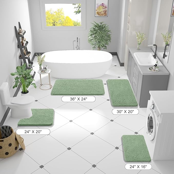 OLANLY Bathroom Rugs 59x35, Extra Soft Absorbent Chenille Bath Rugs, Rubber - Image 2