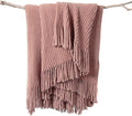 lifein Throw Blanket for Couch, Soft Boho Decor Bed Throw,Cozy Chenille Knitted Small Farmhouse Lightweight Throw (Pink,60 * 80")