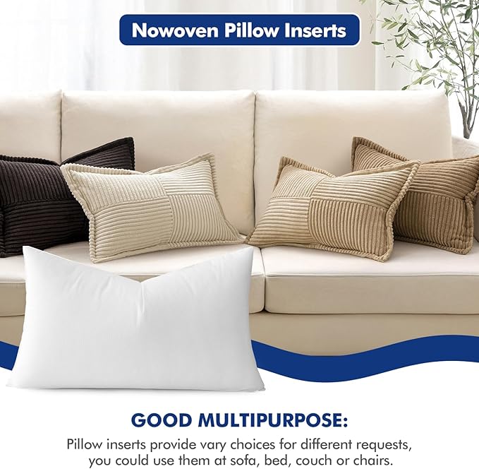 MIULEE Pillow Insert 22x32 Inch, Decorative Rectangle Throw Pillow Inserts, Premium Fluffy Pillow Forms Sham Stuffer for Sofa Couch Living Room