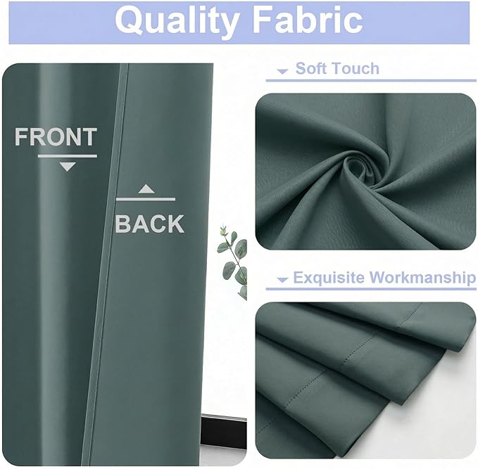 Simplebrand Ava Dark Green Blackout Curtains for Bedroom 84 Inch Length 2 Panels Set, Solid Thermal Insulated Privacy Living Room Window Treatment Curtains Blackout Drapes, W50 x L84 Inch, Dark Green