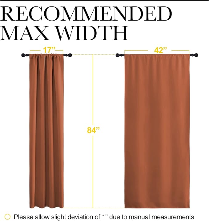 NICETOWN Blackout Curtains and Drapes - Thermal Insulated Solid Rod Pocket Blackout Draperies/Panels (Burnt Orange, 1 Pair, 42 by 84 inches)