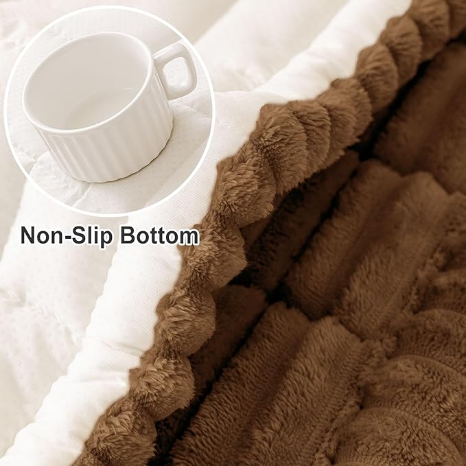 hyha Couch Covers for Dogs Washable, Non Slip Plush Dog Sofa Protectors, Fuzzy Pet Couch Covers for 3 Cushion Sofa Pet Friendly (Brown, 27.6" x 88")