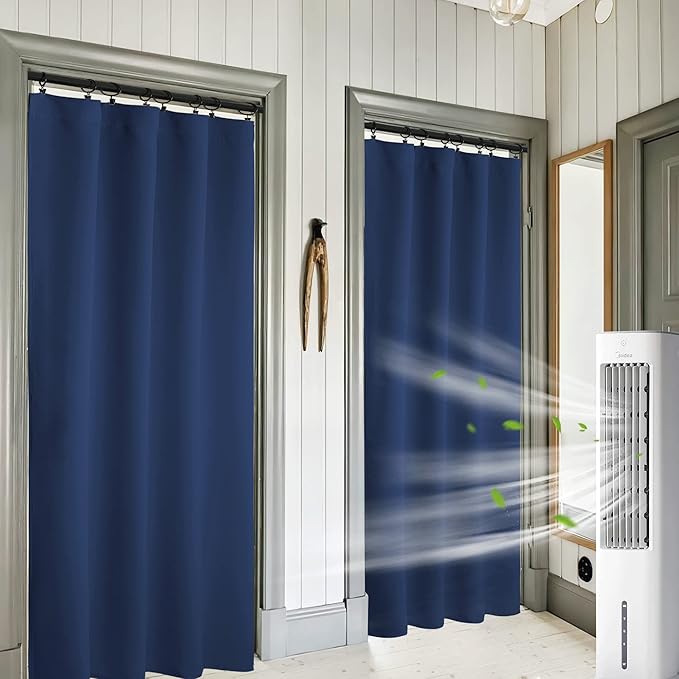 RYB HOME Blackout Curtains for Bedroom Living Room 72 inches Long, Thermal Insulated Privacy Rod Pocket Drapes for Nursery Office Home Theater, Width 34 by Length 72, Navy Blue, 2 Panels