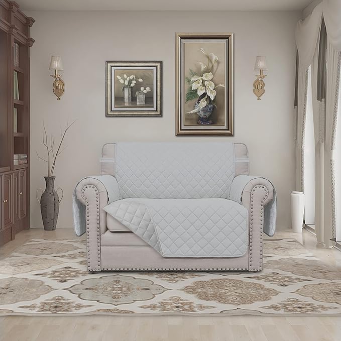 Easy-Going Oversized Chair Sofa Slipcover Reversible Sofa Cover Water Resistant Couch Cover Furniture Protector Cover with Elastic Straps for Pets Dog (Oversized Chair, Light Gray/Light Gray)