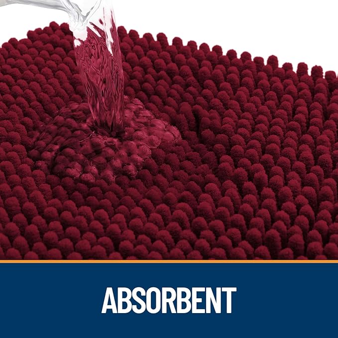 OLANLY Dog Door Mat for Muddy Paws 24x16, Absorbs Moisture and Dirt, Absorbent Non-Slip Washable Doormat, Quick Dry Chenille Mud Mat for Dogs, Entry Indoor Entryway Carpet for Inside Floor, Burgundy