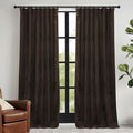 RYB HOME Brown Velvet Curtains 84 inches with Hook Belt, Soft Fabric Room Darkening Thermal Insulated Luxurious Home Decor Curtains for Living Room Bedroom, W 42" x L 84", 2 Panels Set