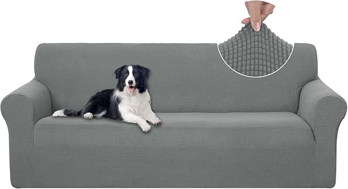 U-NICE HOME Stretch Couch Cover Sofa Cover Washable Sofa Slipcover Furniture Protector for 3 Cushion Couch Sofa Pet Friendly(Sofa, Grey)