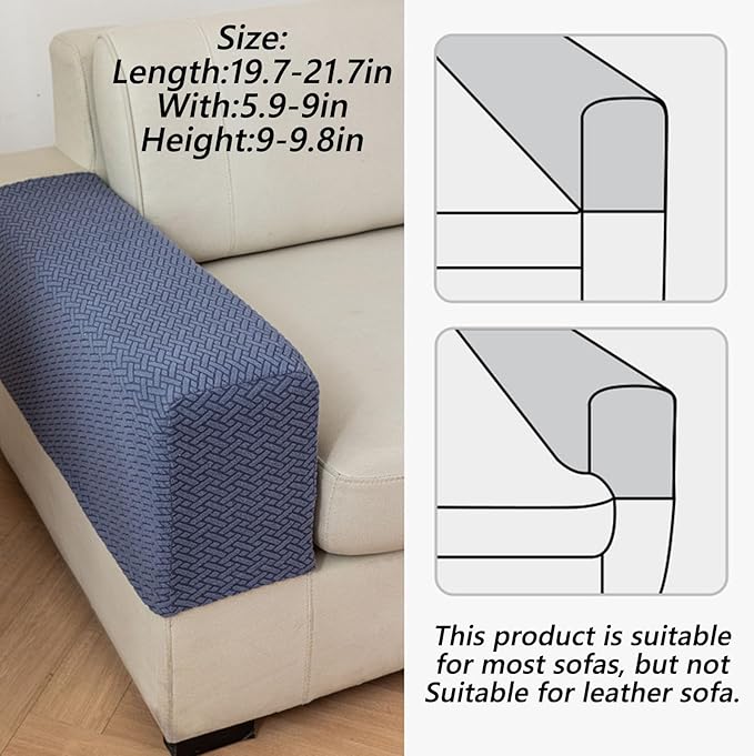 Soothing Home Sofa Covers, Sofa Hero Covers, Wear-Resistant Universal Couch Covers Washable Stretch Sectional Couch Cushion Covers (Light Green,Arm Rest Covers 2pcs)