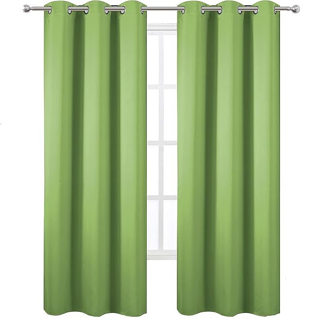 LEMOMO Light Green Thermal Blackout Curtains/38 x 84 Inch/Set of 2 Panels Room Darkening Curtains for Bedroom