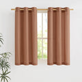 NICETOWN Caramel Short Linen Curtains for Kitchen, Thick Flax Small Window Treatments Semi Sheer Privacy Assured with Light Through for Cafe/Bathroom, W42 x L48, 2 Panels