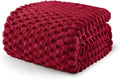 Exclusivo Mezcla Fleece Queen Blanket for Bed, Extra Large Fuzzy Deep Red Bed Blankets, Soft Cozy Plush Sofa Throws for All Seasons, 90x90 Inches