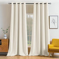 MIULEE Blackout Curtains 96 Inches Long for Bedroom Living Room Thermal Insulated Room Darkening Grommet Top Solid Light Blocking Drapery Set of 2 Window Panels Beige White