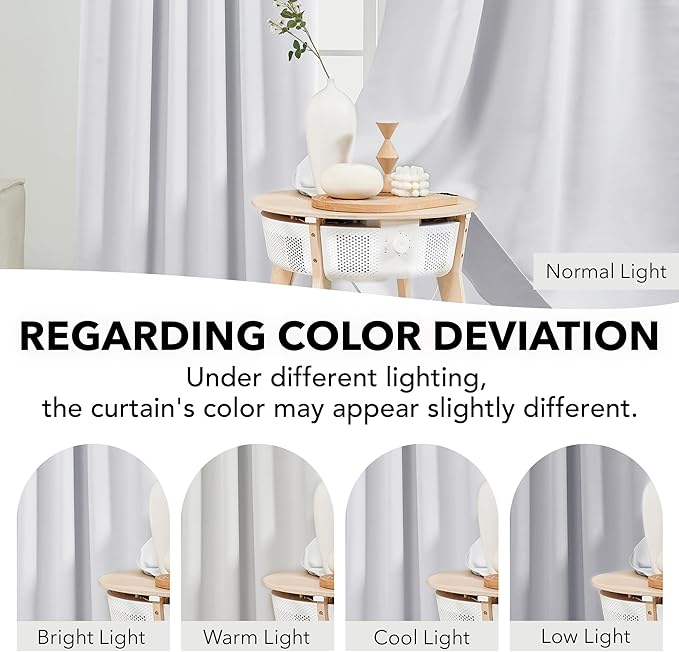 Deconovo Room Darkening Curtains Back Tab and Rod Pocket Curtains Thermal Insulated Blackout Curtains for Living Room 52Wx72L Inch Greyish White Set of 2